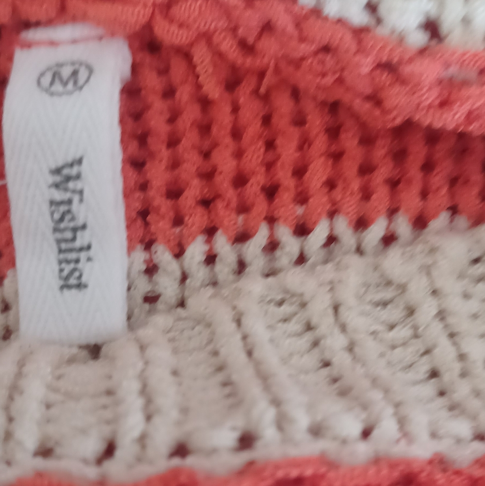 Wishlist Coral and Cream Striped Poncho Sweater - Picture 7 of 8